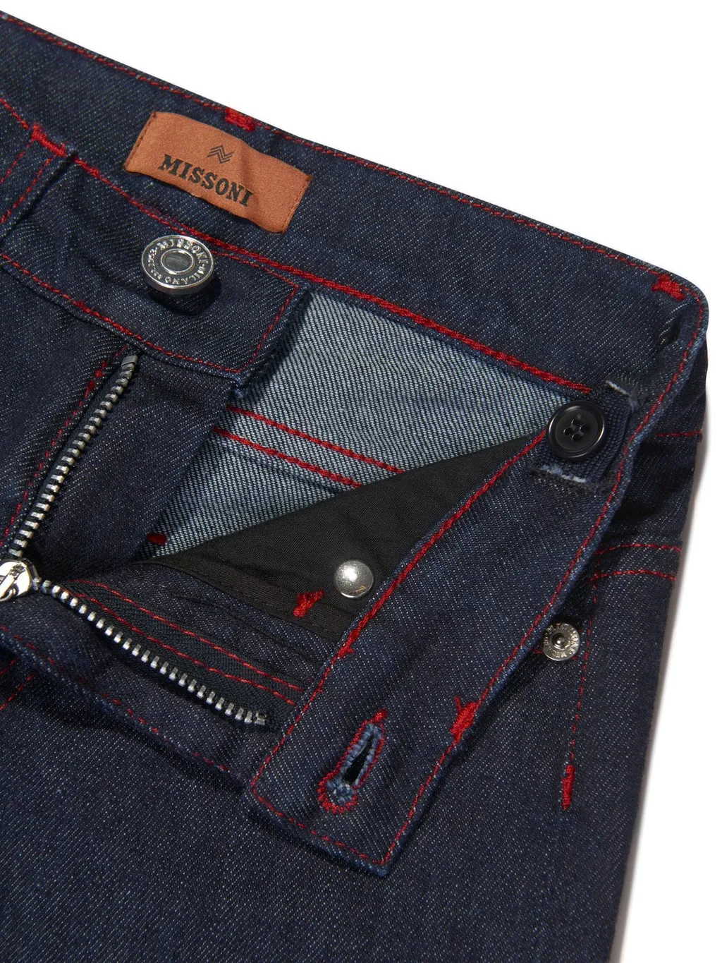Missoni Kids Logo Embroidered Contrast Stitch Jeans