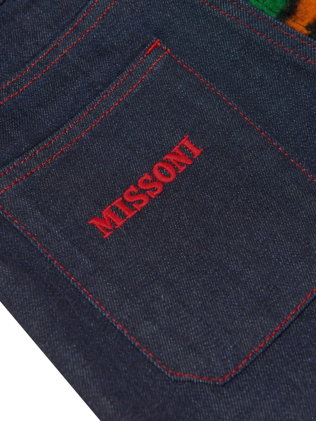 Missoni Kids Logo Embroidered Contrast Stitch Jeans