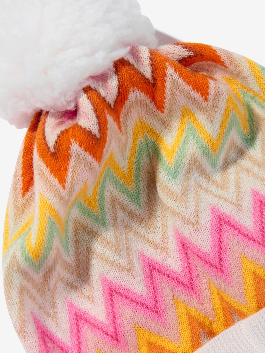 Missoni Kids Zigzag Woven Pompom Detailed Beanie