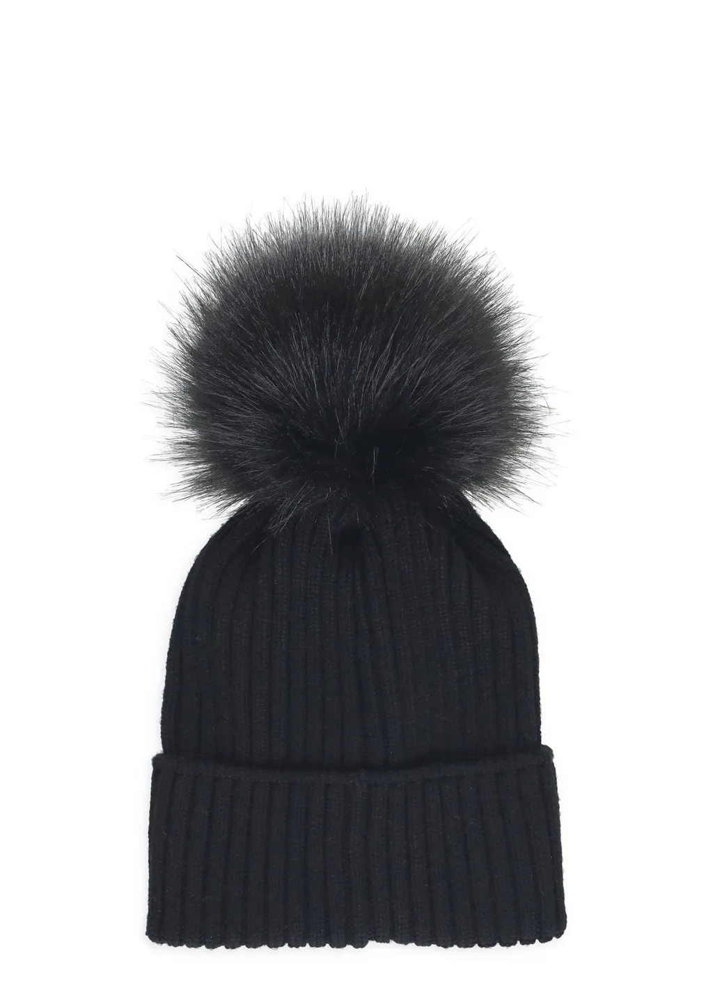 Moncler Enfant Faux Fur Pom Pom Beanie