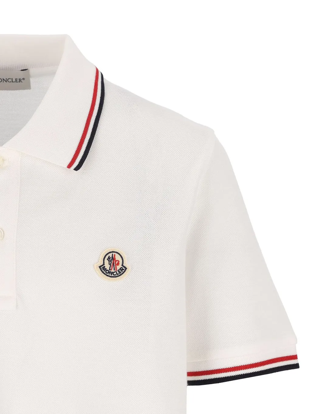Moncler Enfant Logo Patch Strip-Trim Polo Shirt