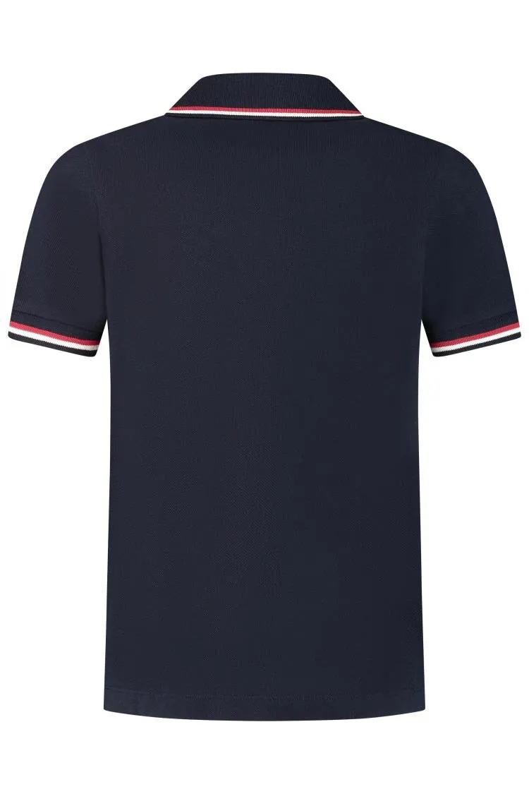 Moncler Enfant Logo Patch Strip-Trim Polo Shirt