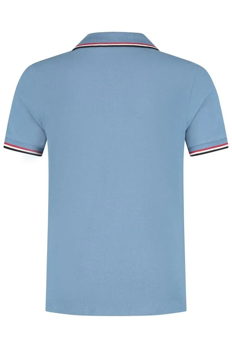 Moncler Enfant Logo Patch Strip-Trim Polo Shirt