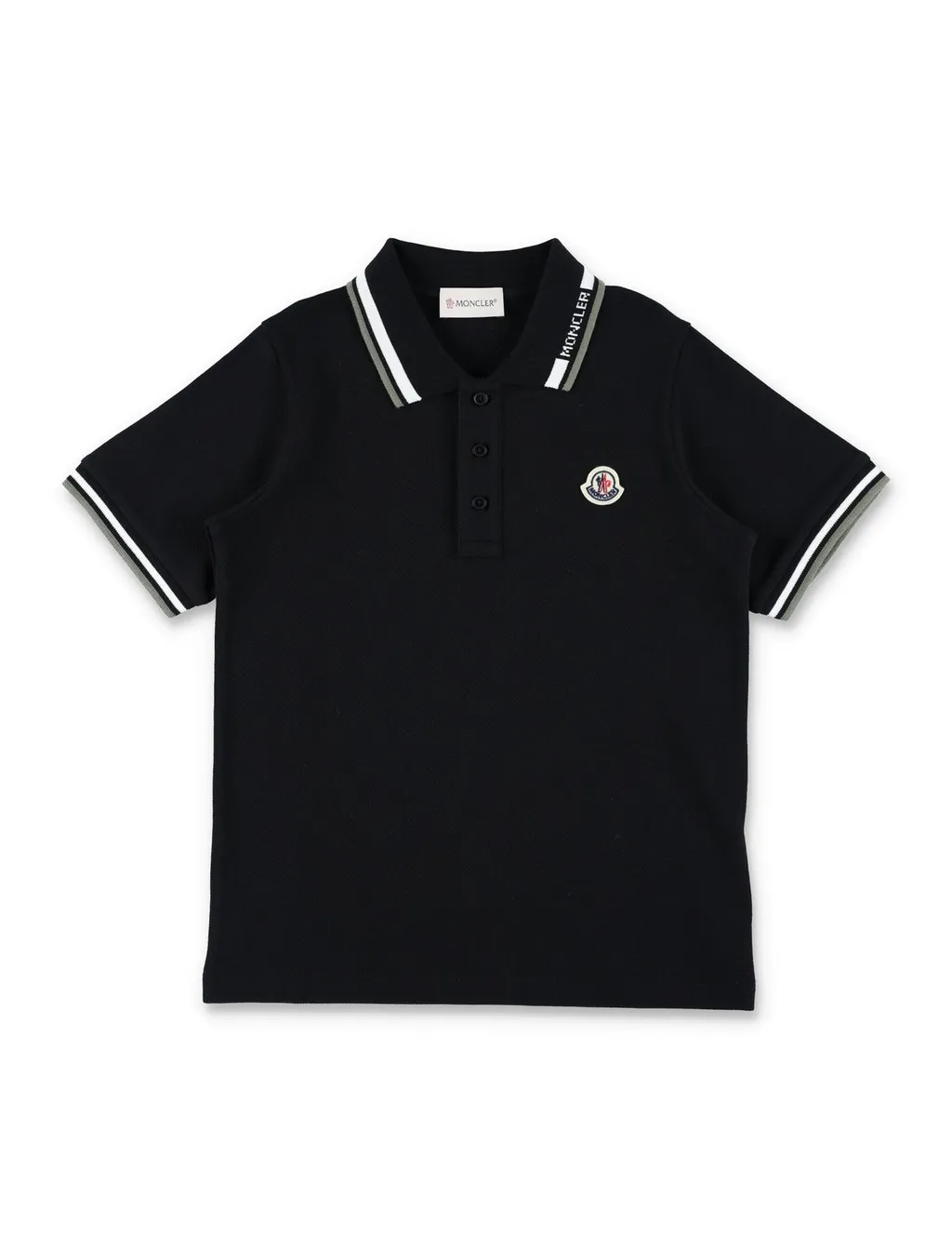 Moncler Enfant Tricolour-Trimmed Piquet Polo Shirt