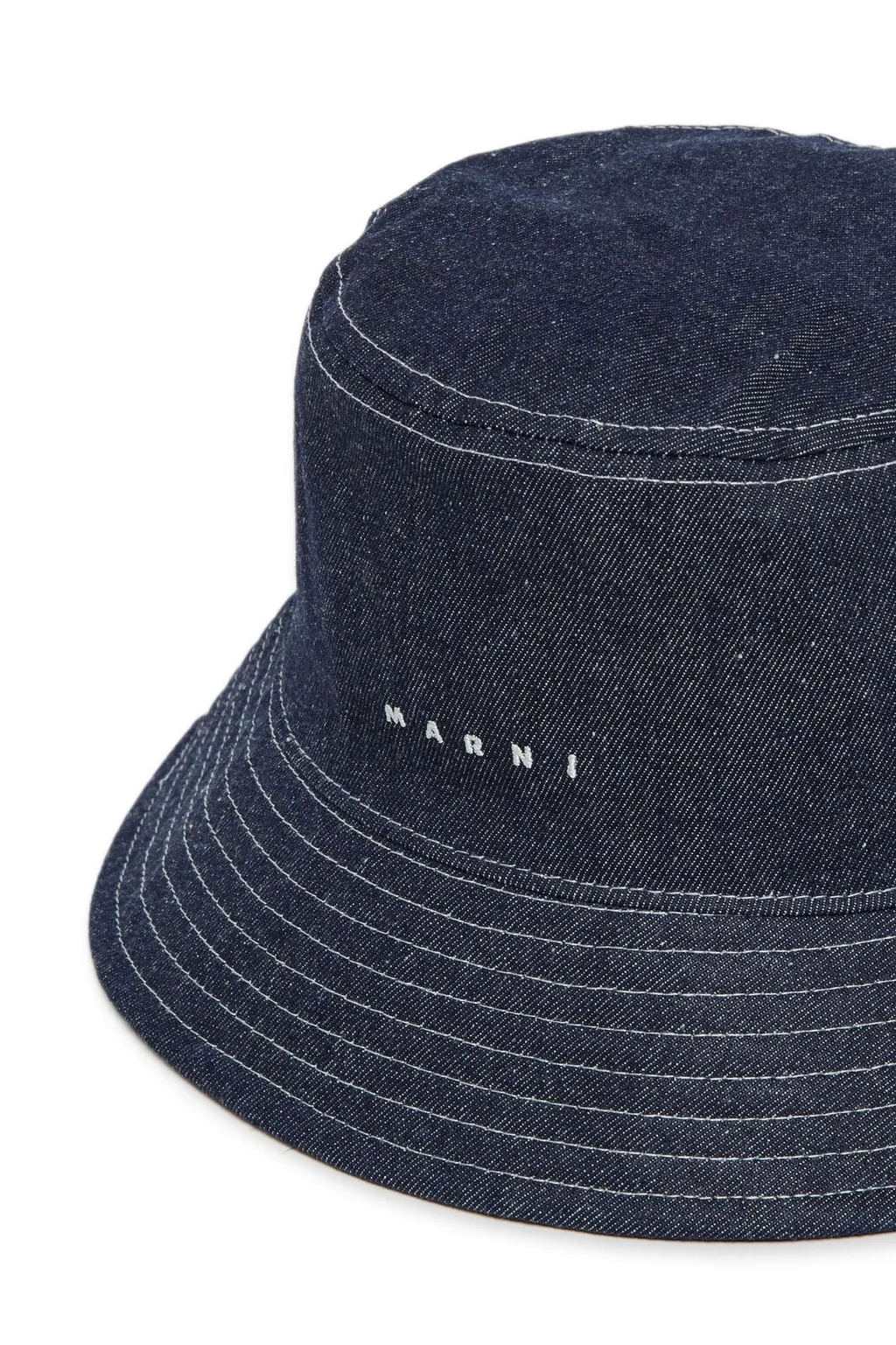 Marni Kids Logo Embroidered Denim Bucket Hat