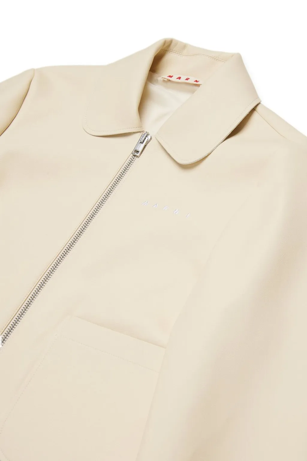 Marni Kids Logo Embroidered Leather Jacket