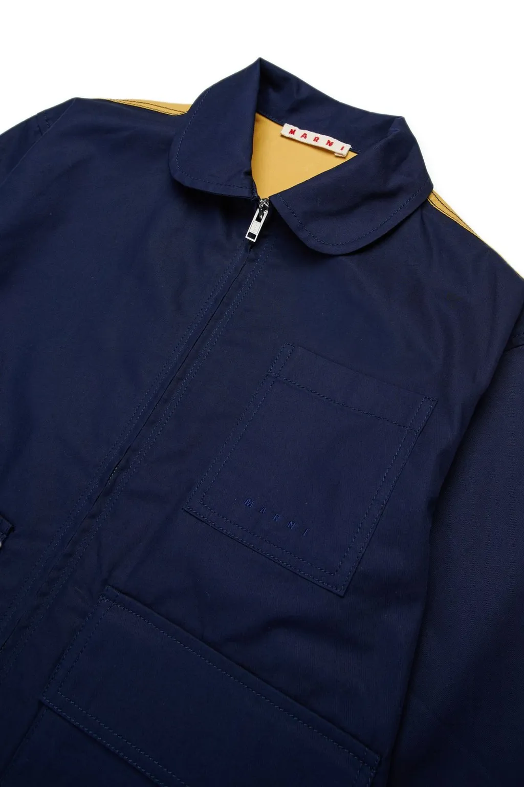 Marni Kids Logo Embroidered Two-Tone Zipped Jacket