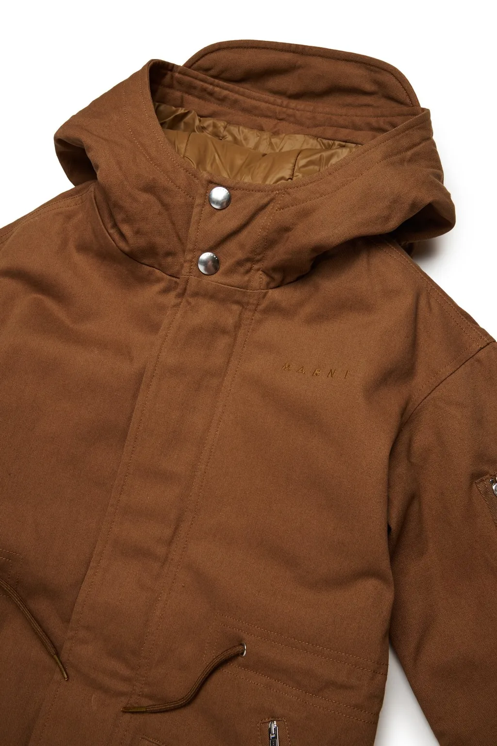 Marni Kids Logo Embroidered Hooded Parka