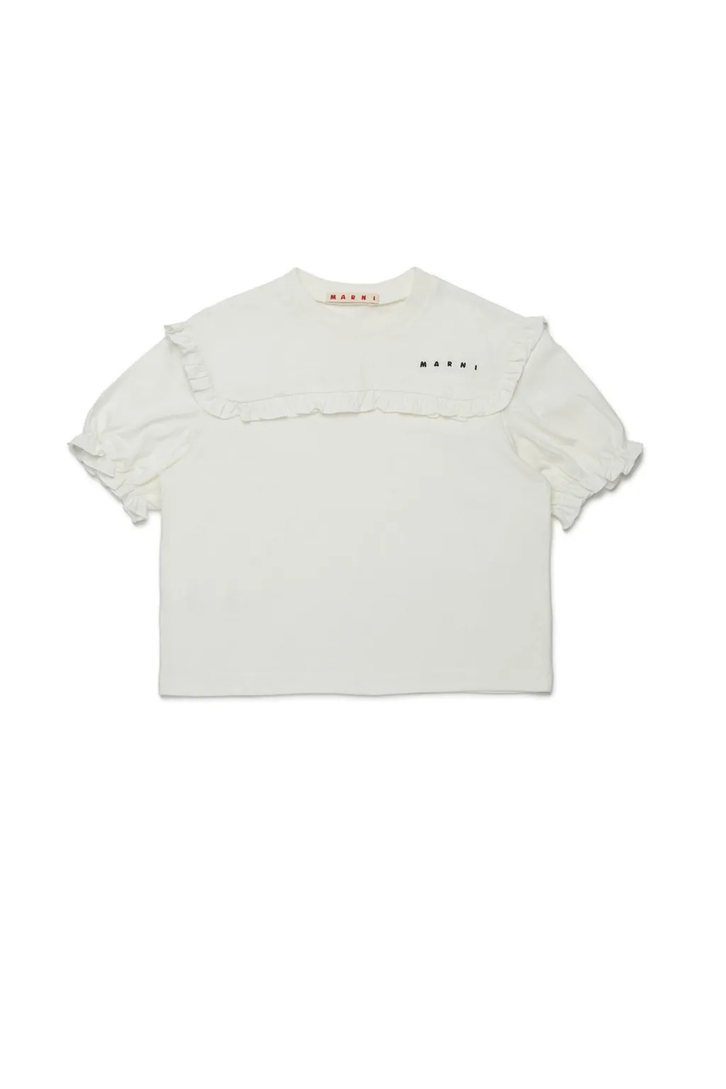 Marni Kids Logo-Embroidered Ruffled T-Shirt