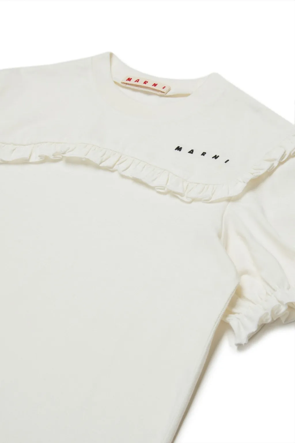 Marni Kids Logo-Embroidered Ruffled T-Shirt
