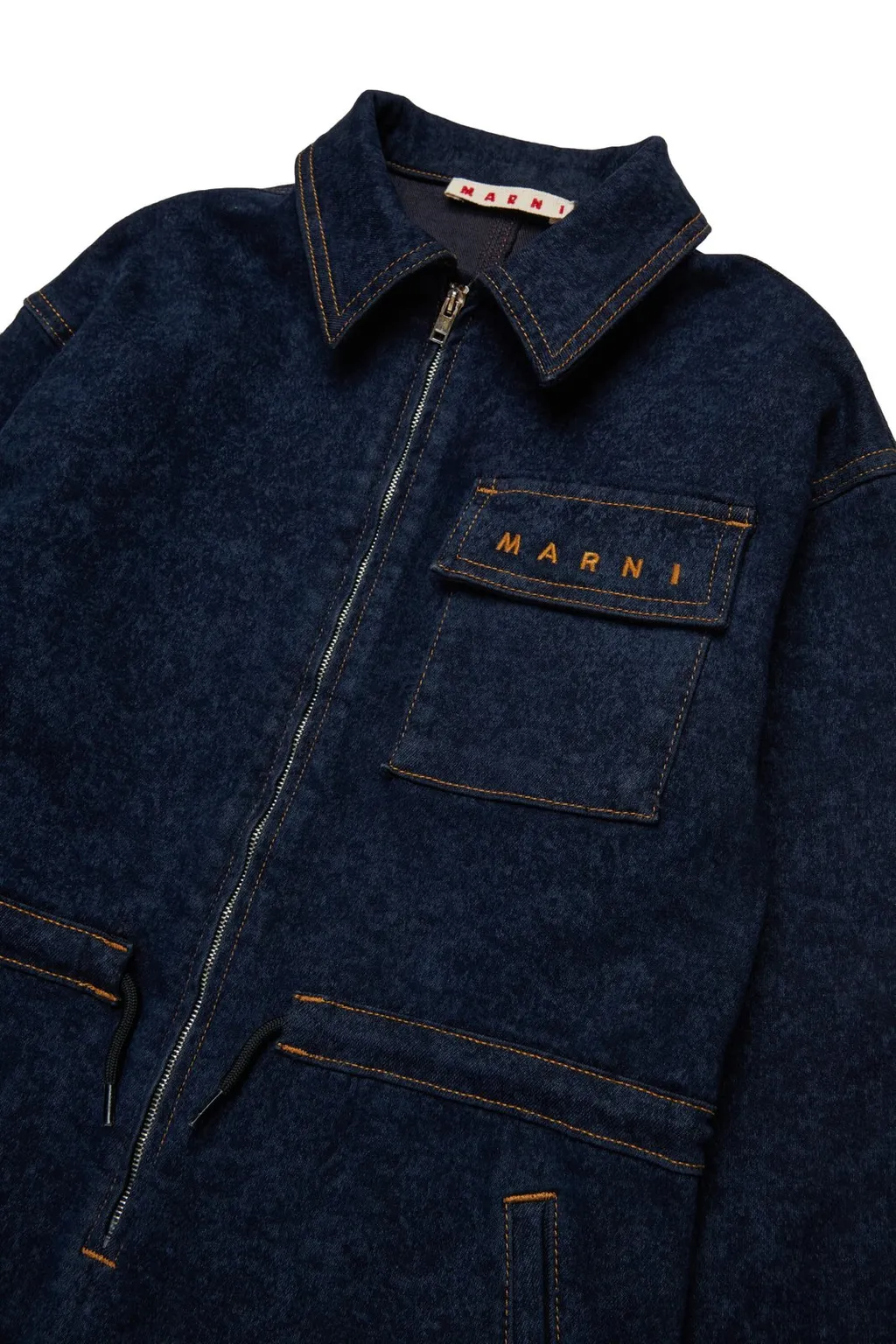 Marni Kids Zip-Up Denim Jumpsuit