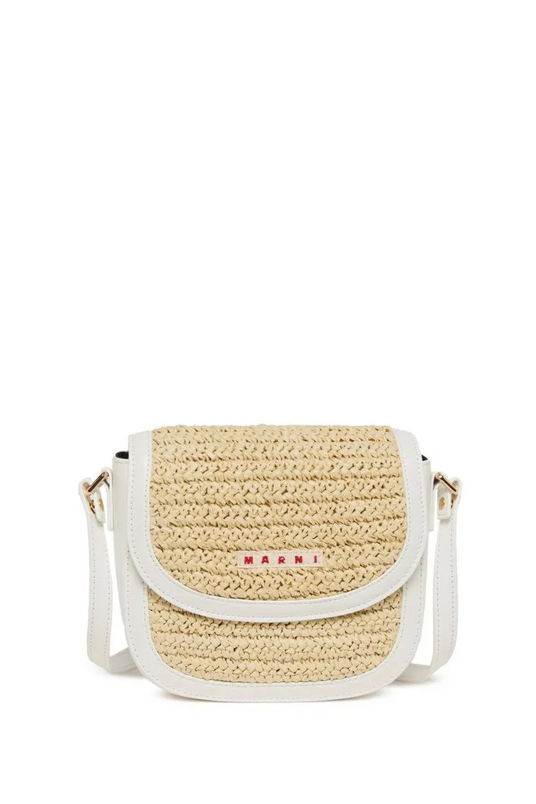 Marni Kids Raffia Effect Smile Shoulder Bag