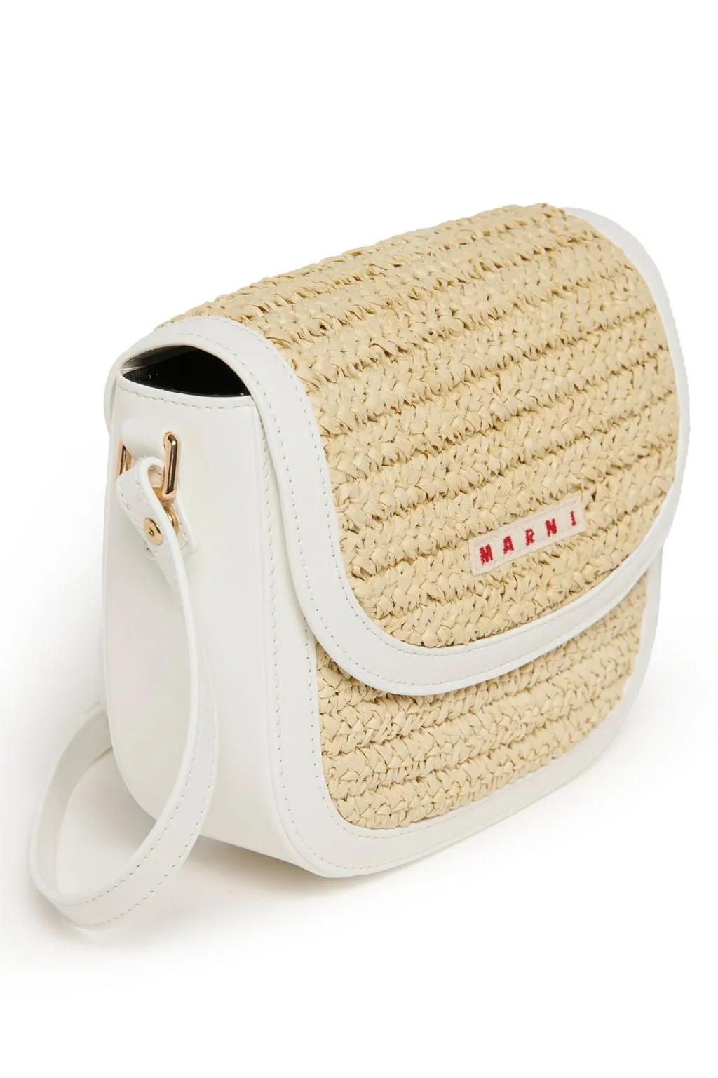 Marni Kids Raffia Effect Smile Shoulder Bag