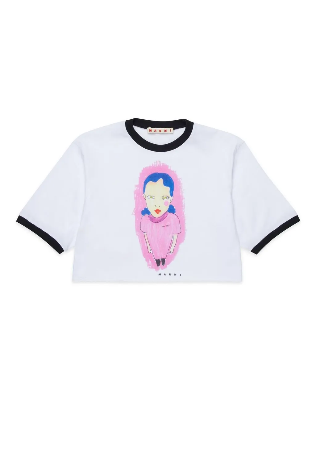 Marni Kids Graphic Printed Crewneck Cropped T-Shirt