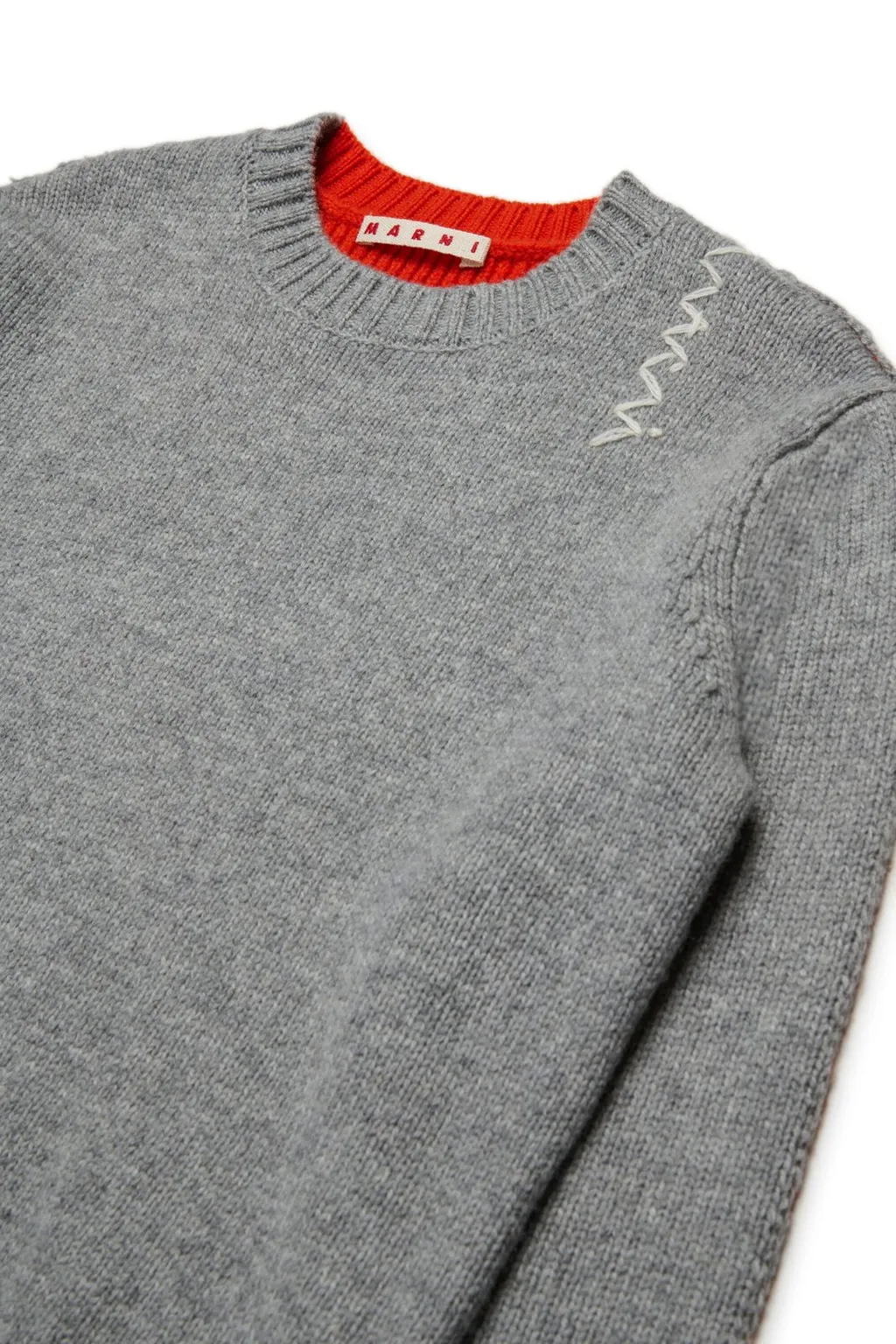 Marni Kids Logo Intarsia-Knit Two-Tone Jumper