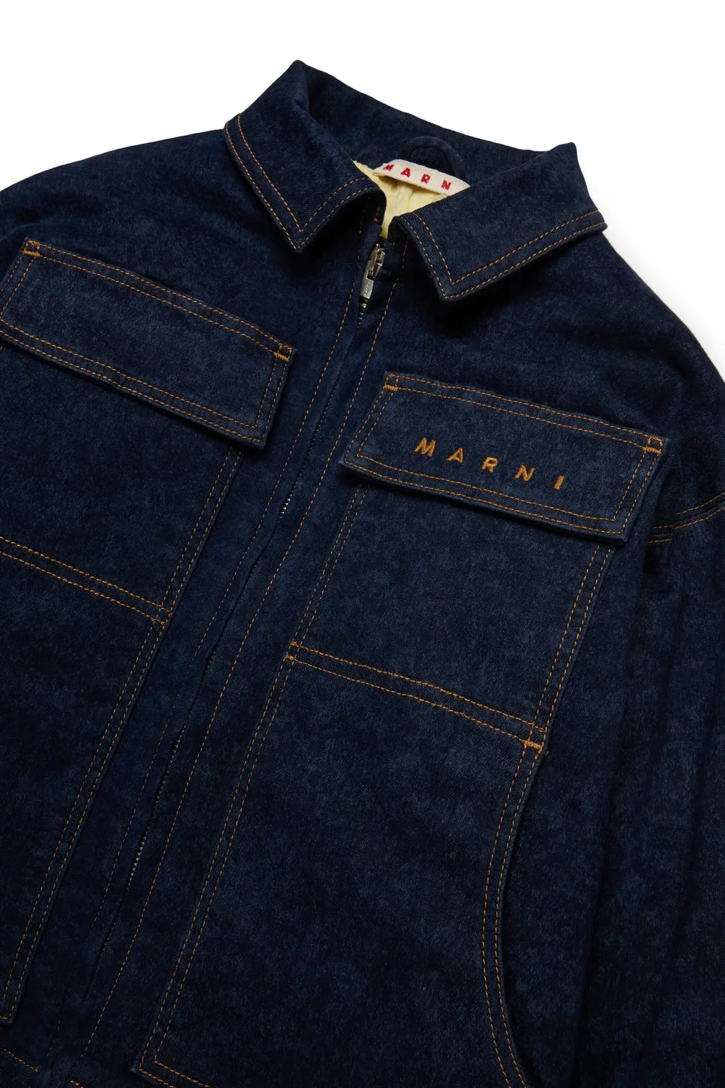 Marni Kids Logo Embroidered Denim Jacket