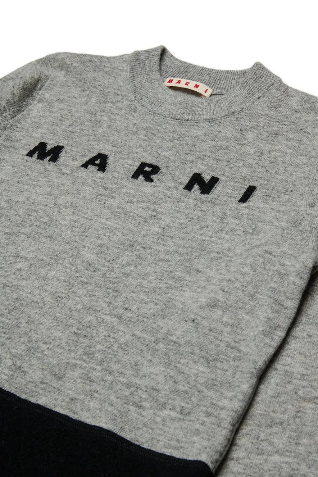 Marni Kids Logo Intarsia-Knit Two-Tone Jumper
