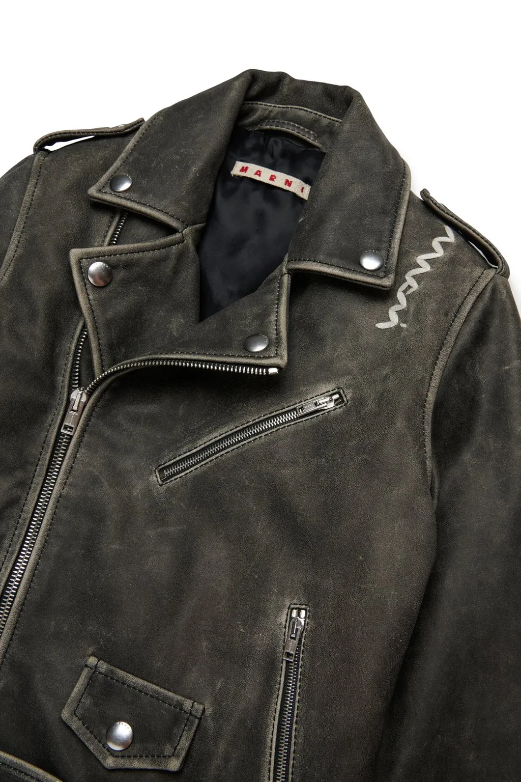 Marni Kids Zipped Leather Jacket