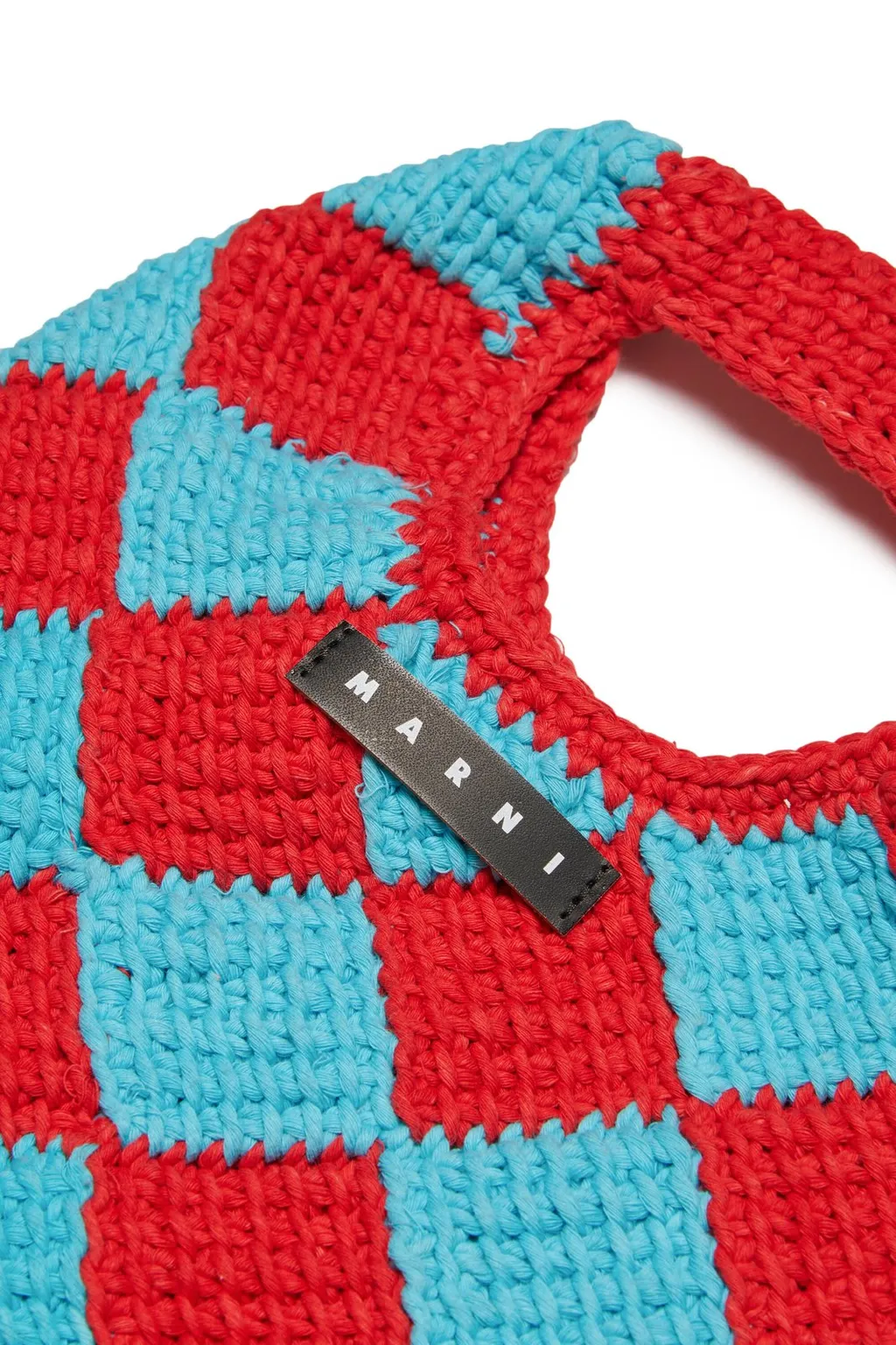 Marni Kids Logo Patch Checked Crochet Shoulder Bag