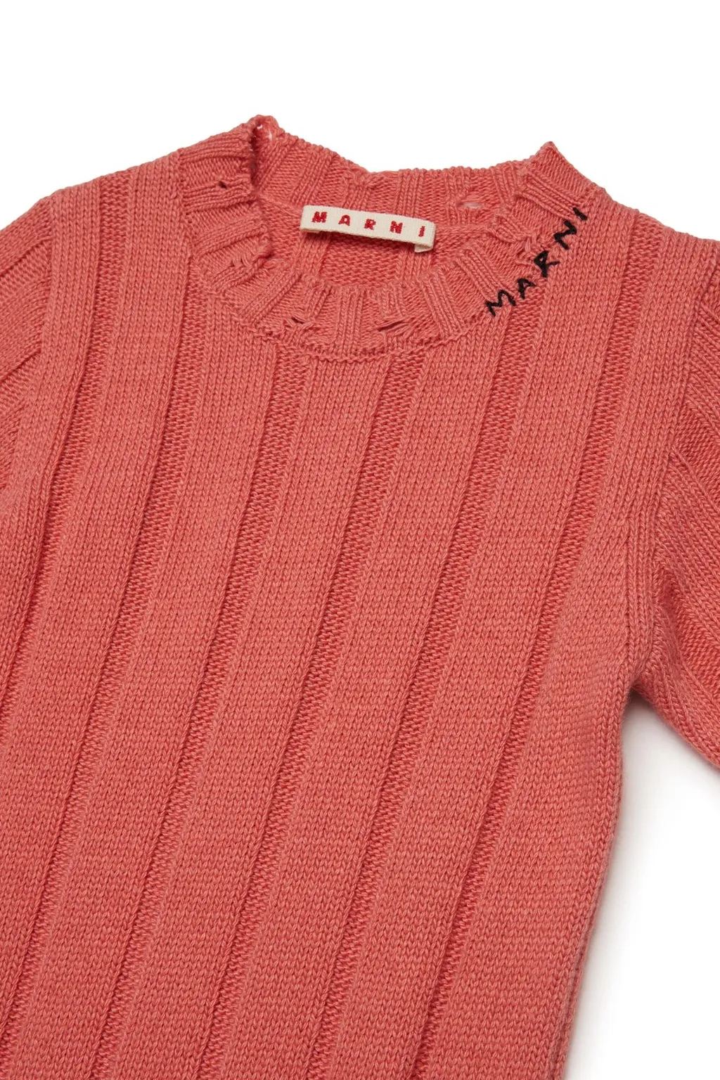 Marni Kids Rib-Knit Distressed Dress