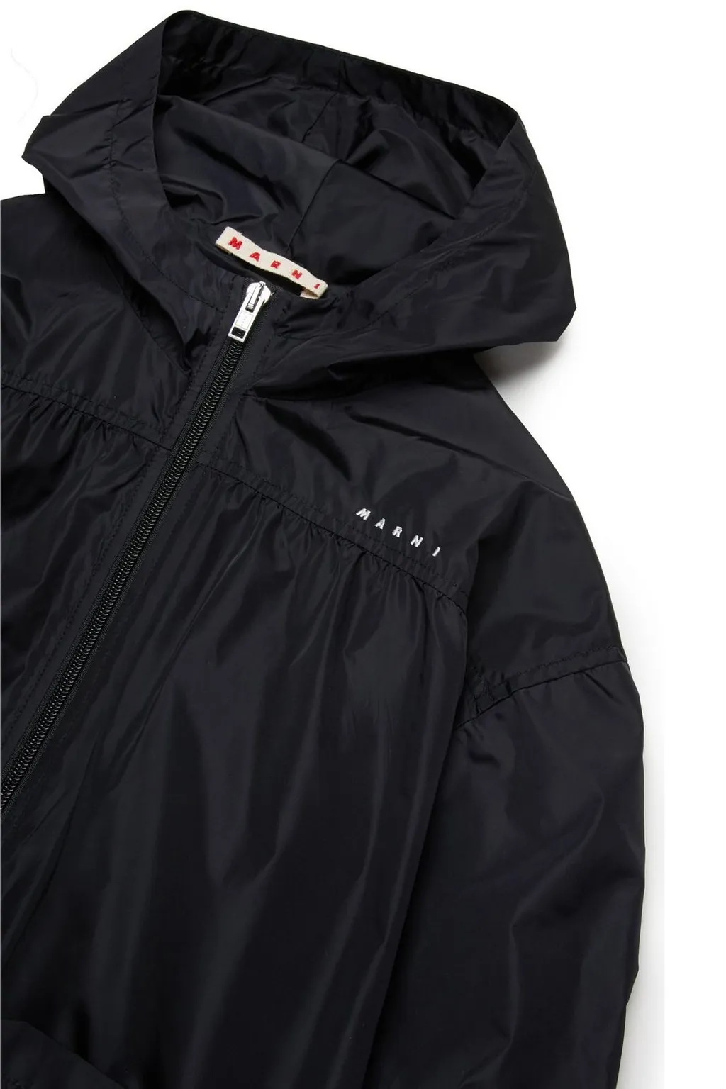 Marni Kids Logo Embroidered Hooded Windbreaker Jacket