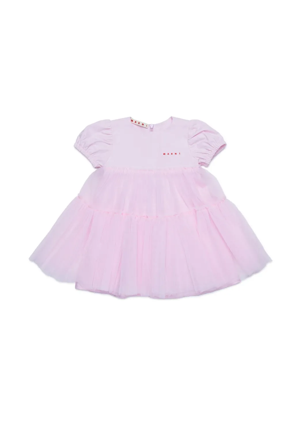 Marni Kids Logo Embroidered Balloon Sleeved Dress