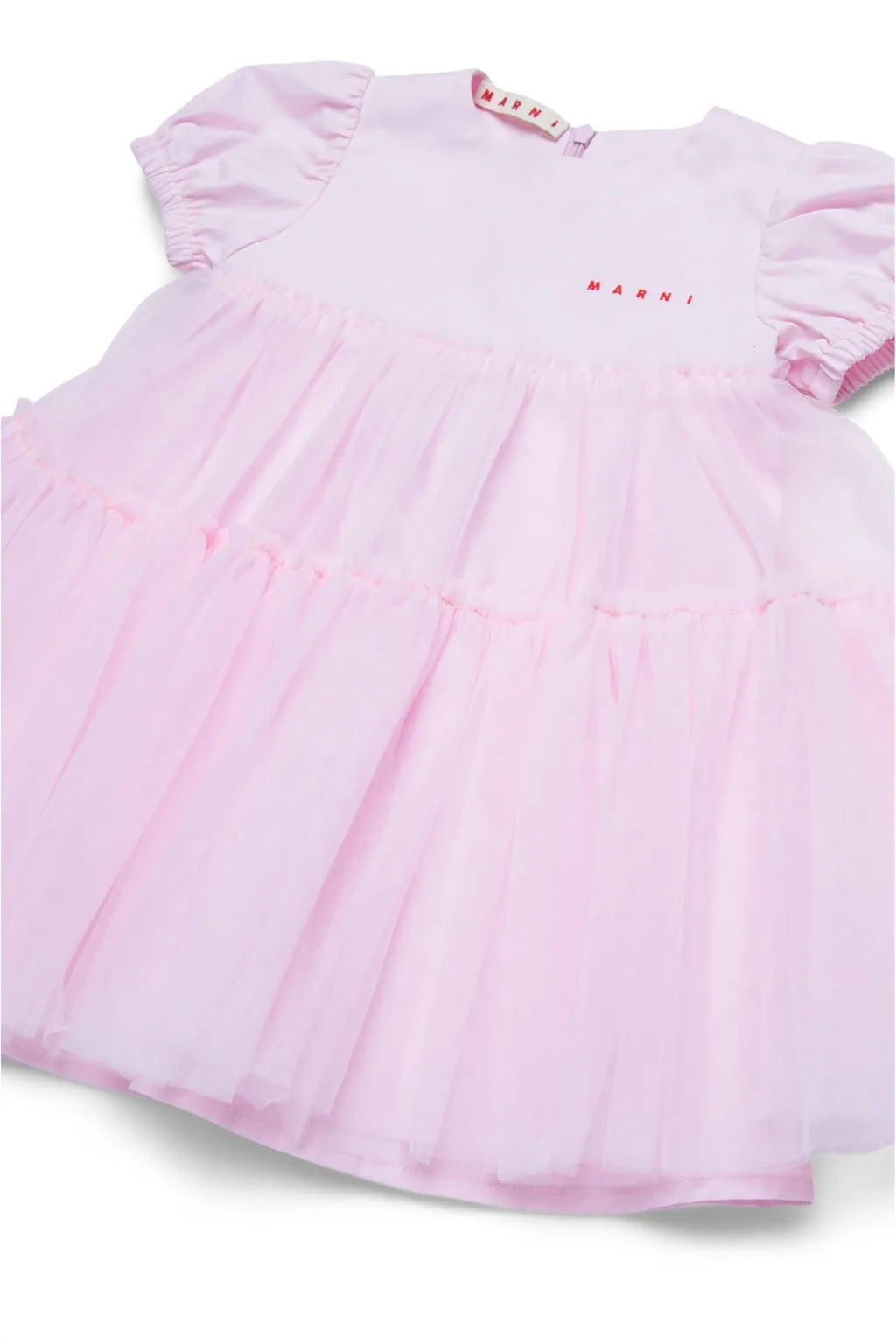 Marni Kids Logo Embroidered Balloon Sleeved Dress