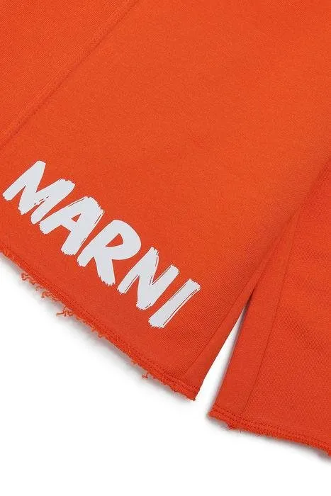 Marni Kids Logo Print Raw-Cut Hem Shorts