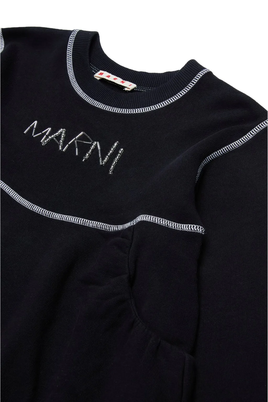 Marni Kids Logo Bead-Embroidered Crewneck T-Shirt Dress