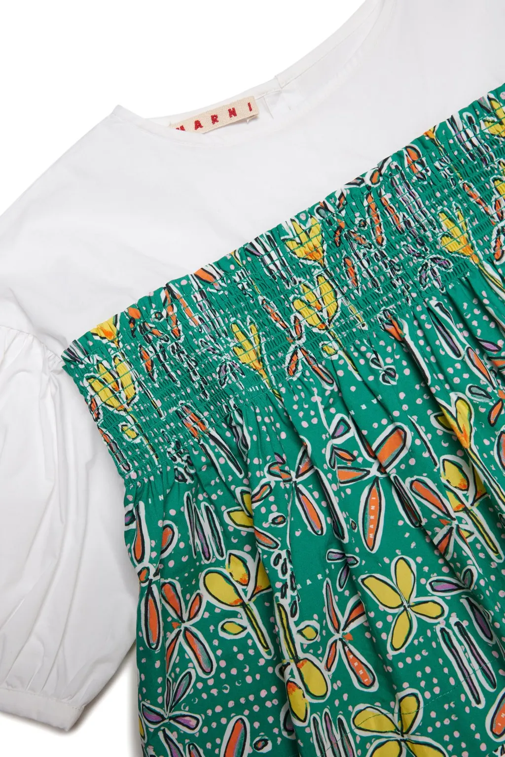 Marni Kids Floral Patterned Puff-Sleeved Top