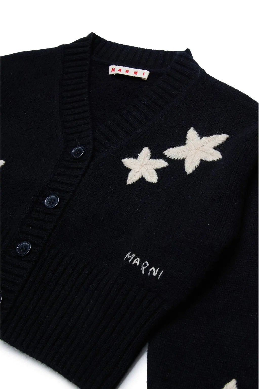 Marni Kids Logo Embroidered Knit Cardigan