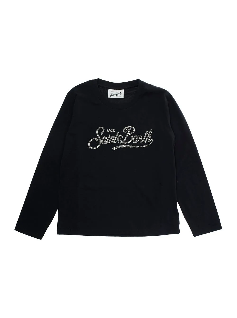 Mc2 Saint Barth Kids Rhinestone Logo Long Sleeve Top