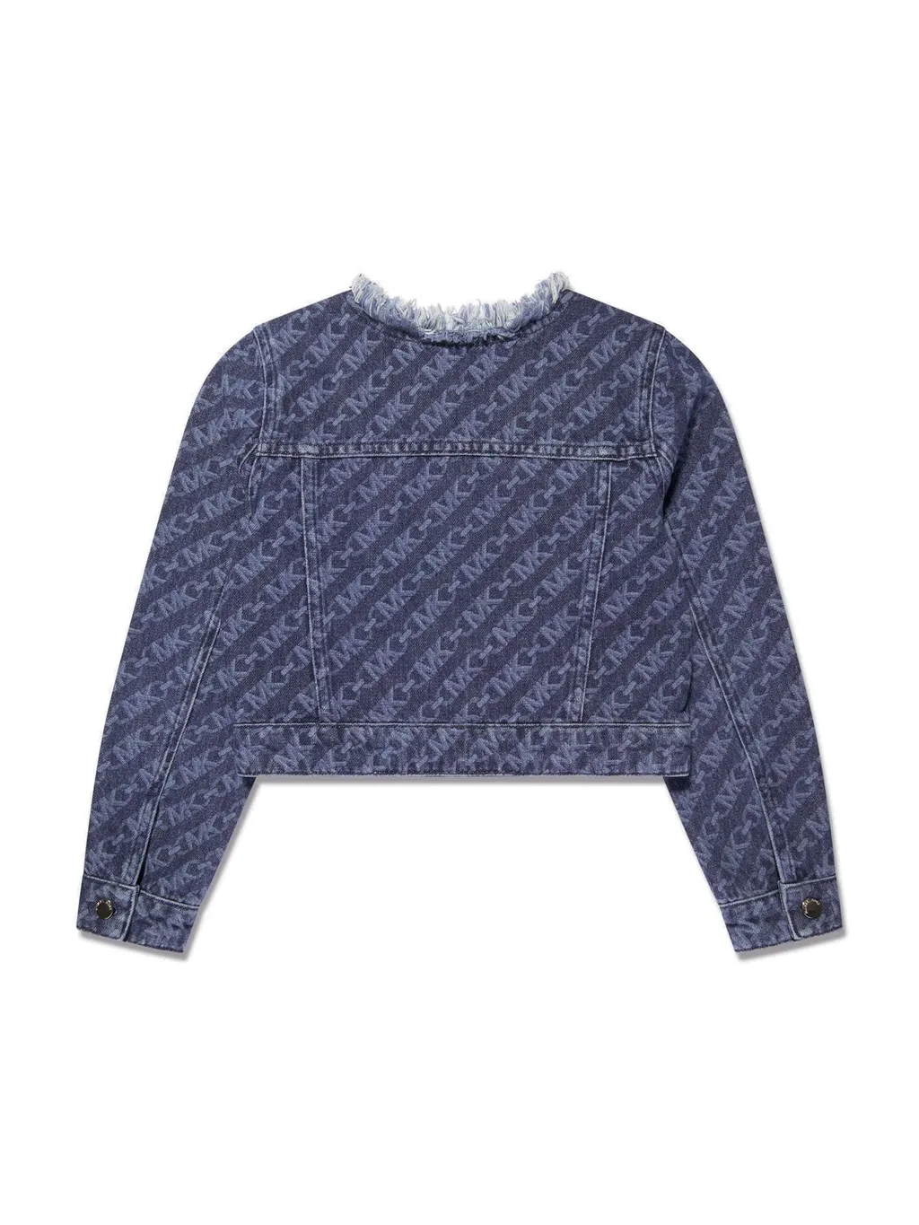 Michael Kors Kids Logo Printed Frayed Detailed Denim Jacket