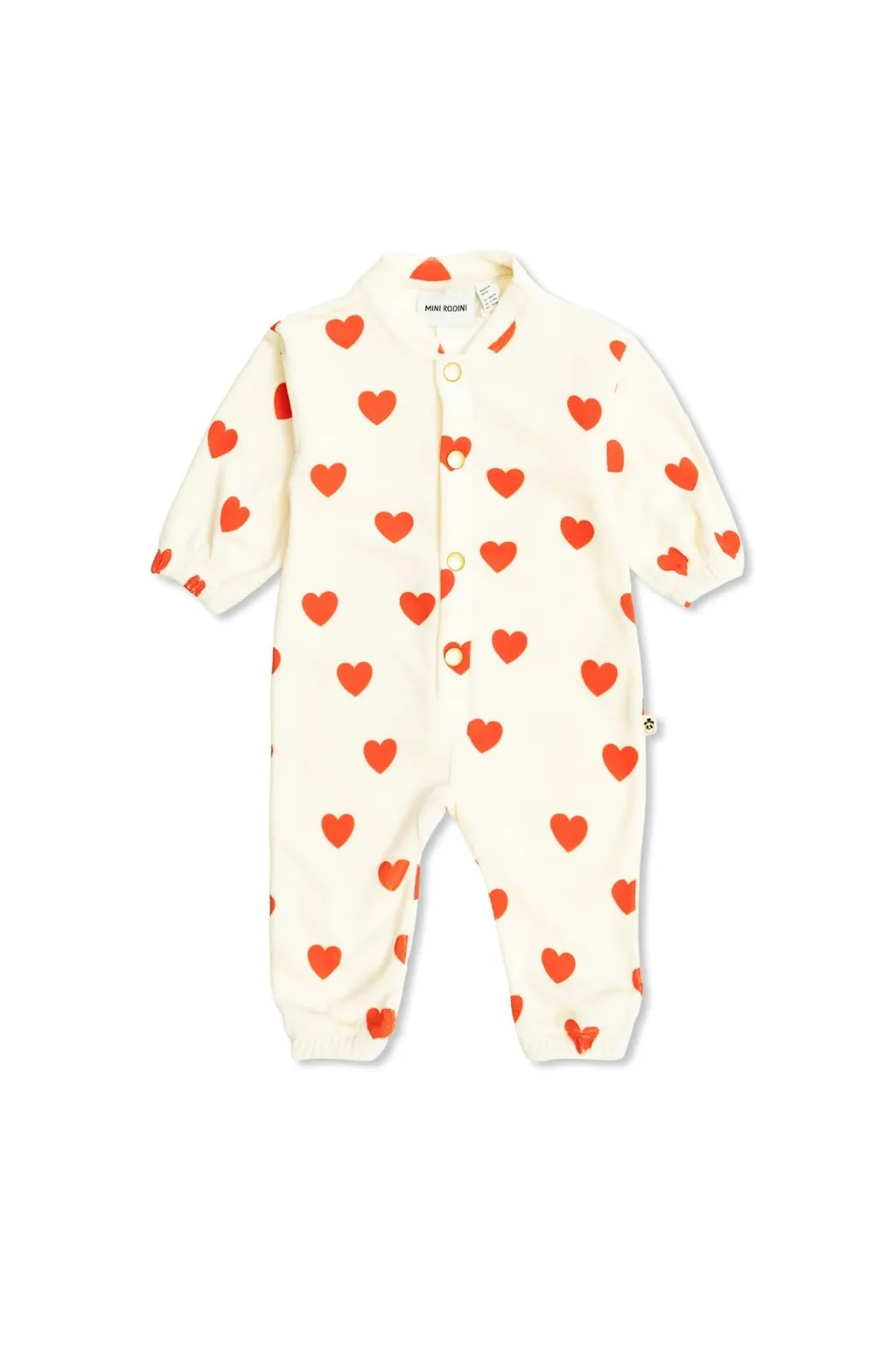 Mini Rodini Hearts Velour Baby Jumpsuit