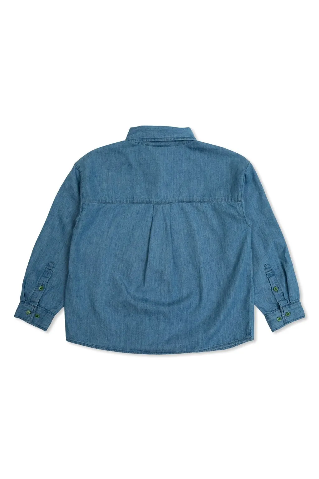 Note Embroidered Buttoned Denim Shirt