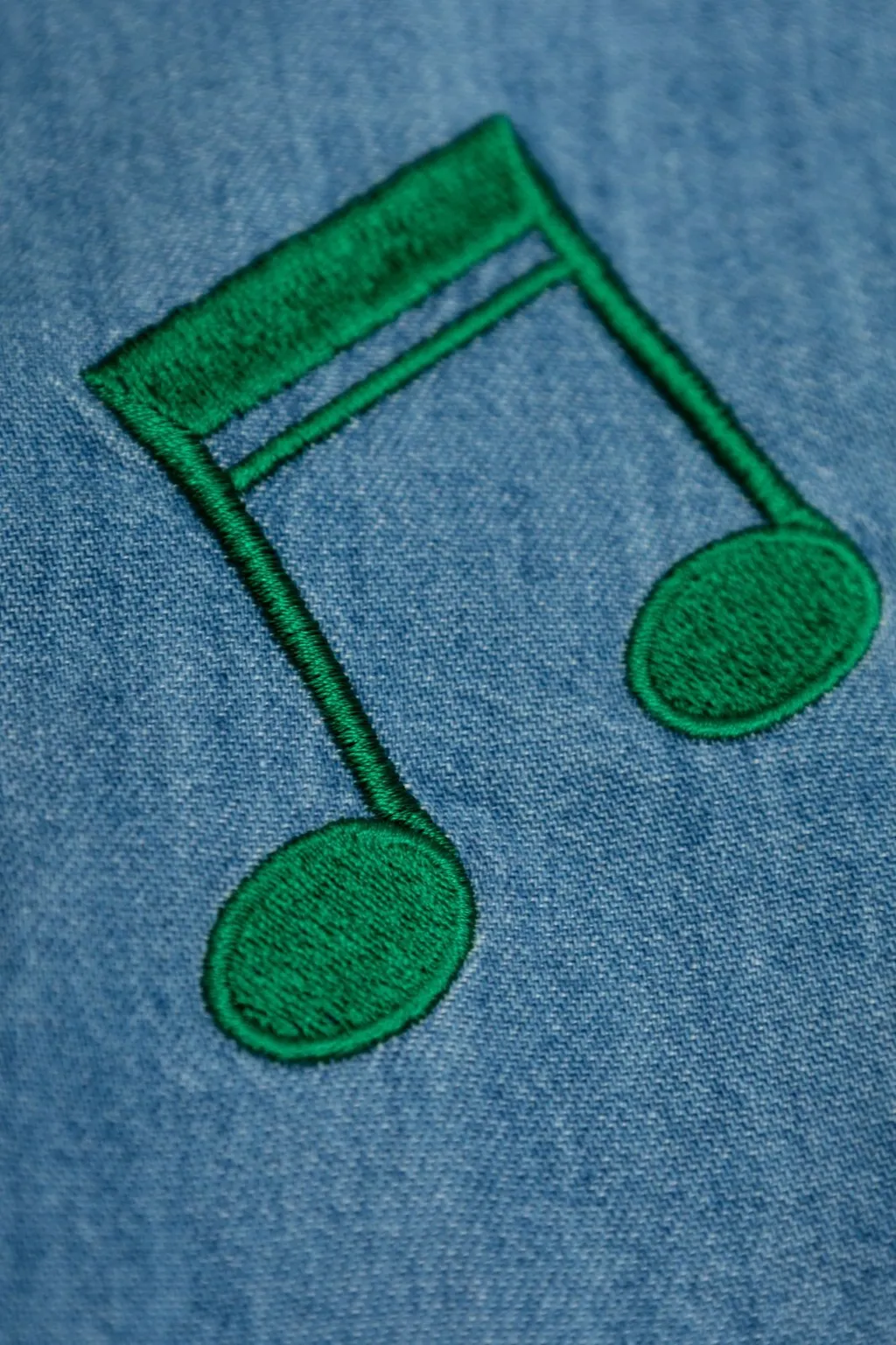 Note Embroidered Buttoned Denim Shirt