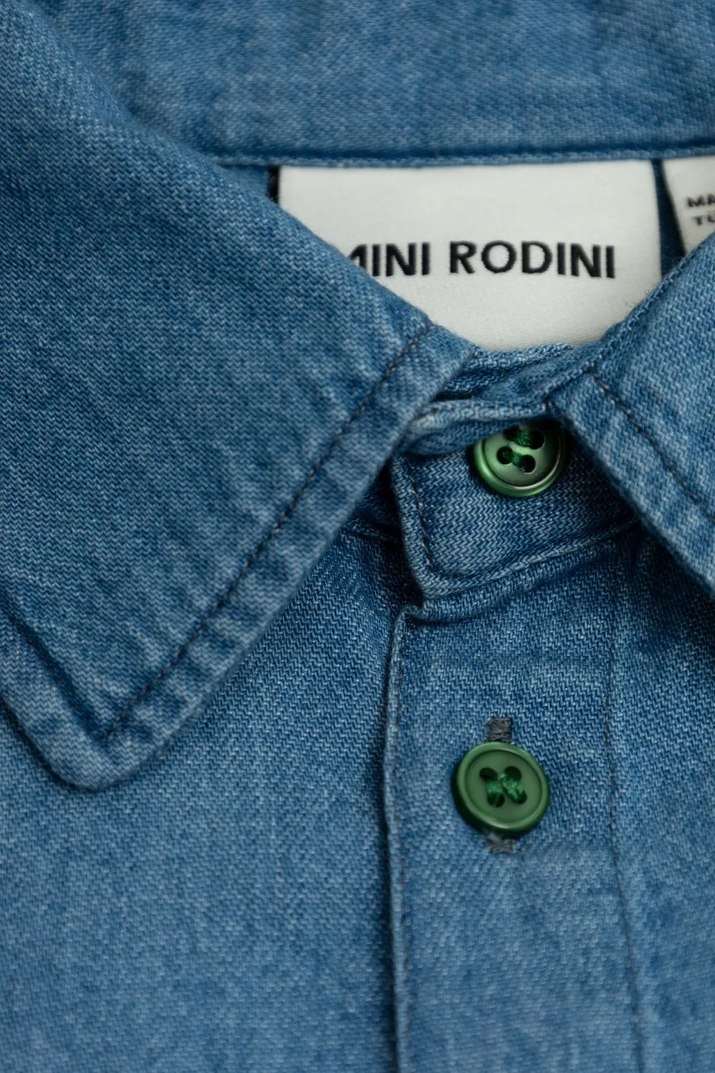 Note Embroidered Buttoned Denim Shirt