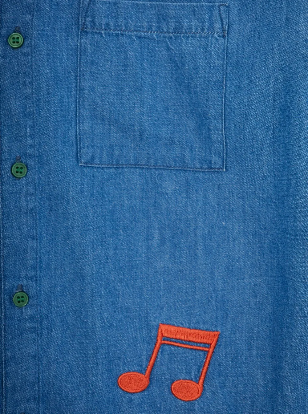 Note Embroidered Buttoned Denim Shirt