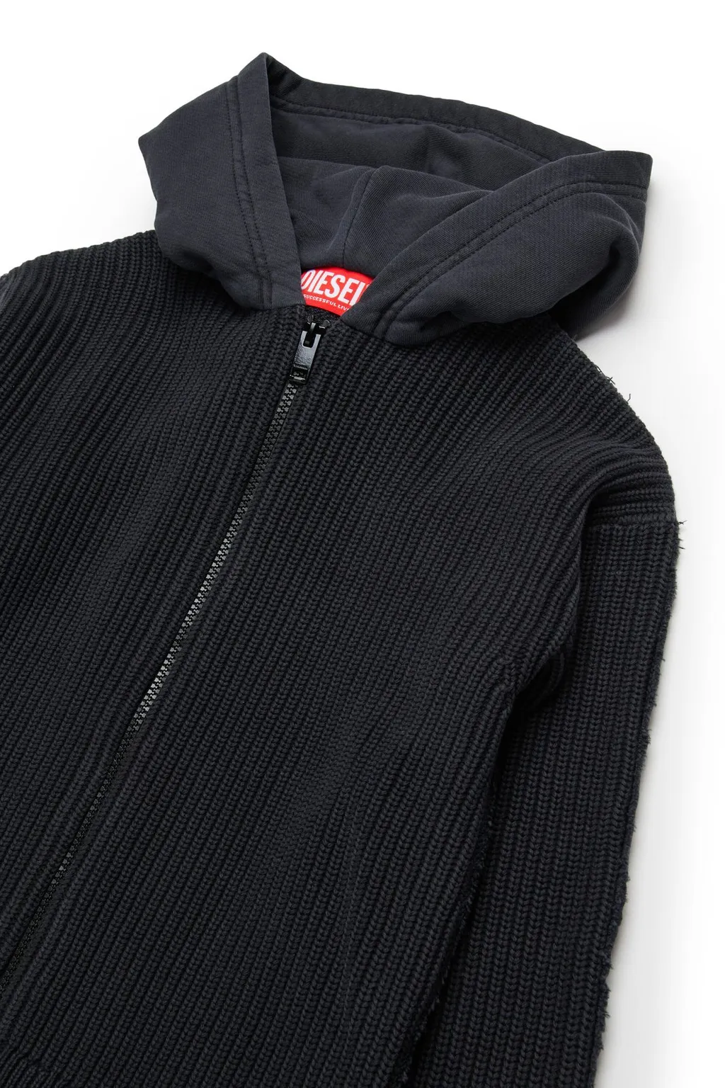 Diesel Kids Ribbed-Knit Zipped Hoodie