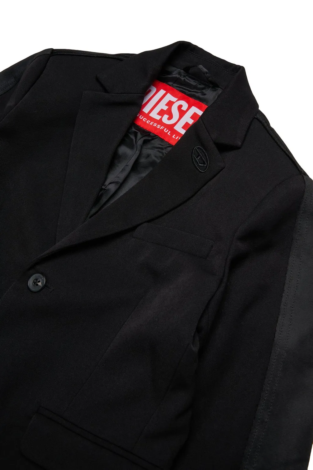 Diesel Kids Oval-D Logo Embroidered Single-Breasted Jacket