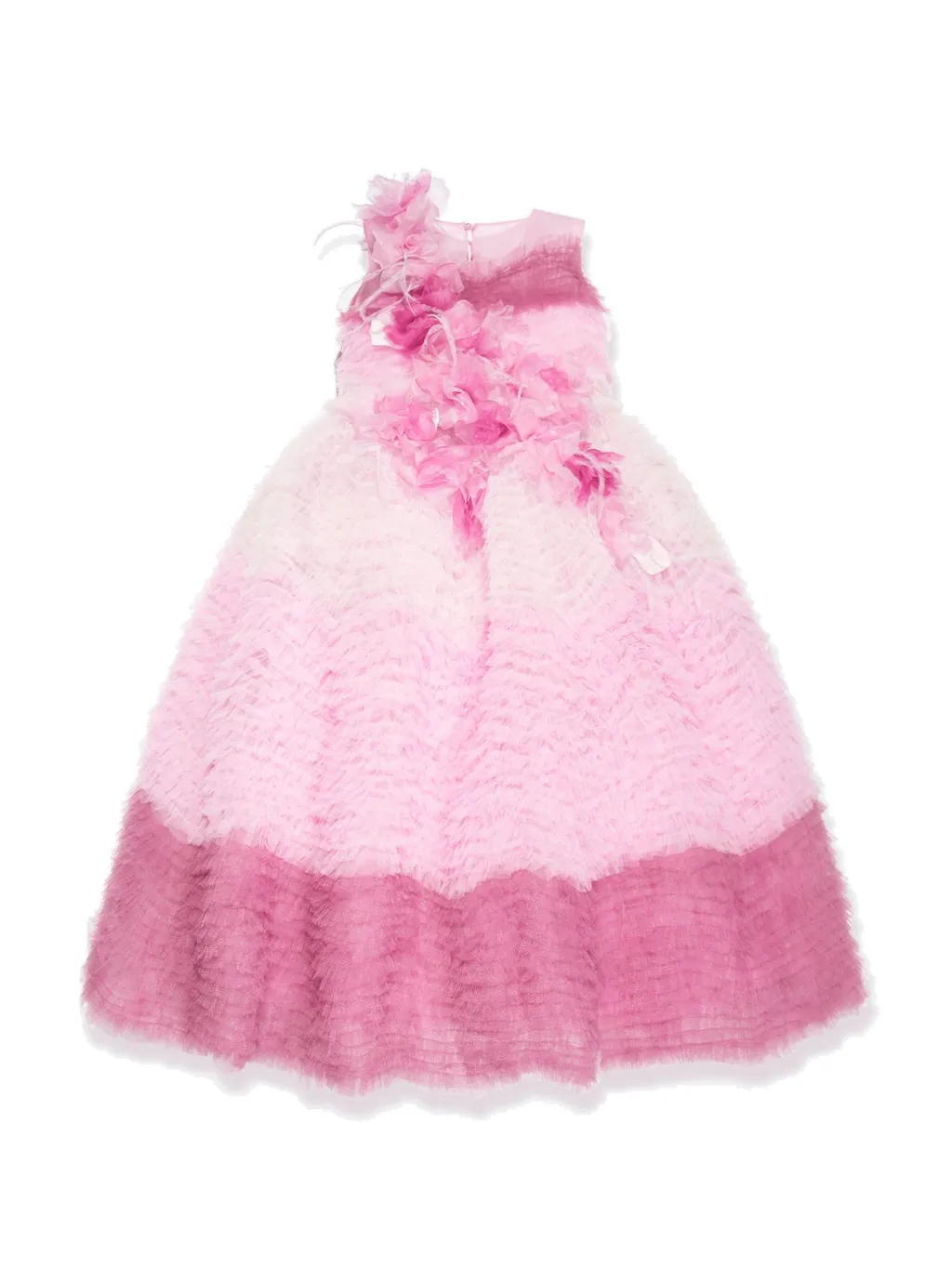 Marchesa Kids Couture Tiered-Tulle Flared Crewneck Dress