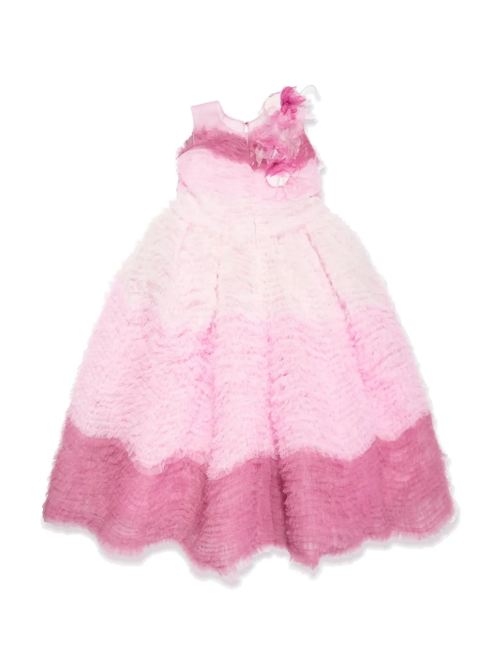 Marchesa Kids Couture Tiered-Tulle Flared Crewneck Dress