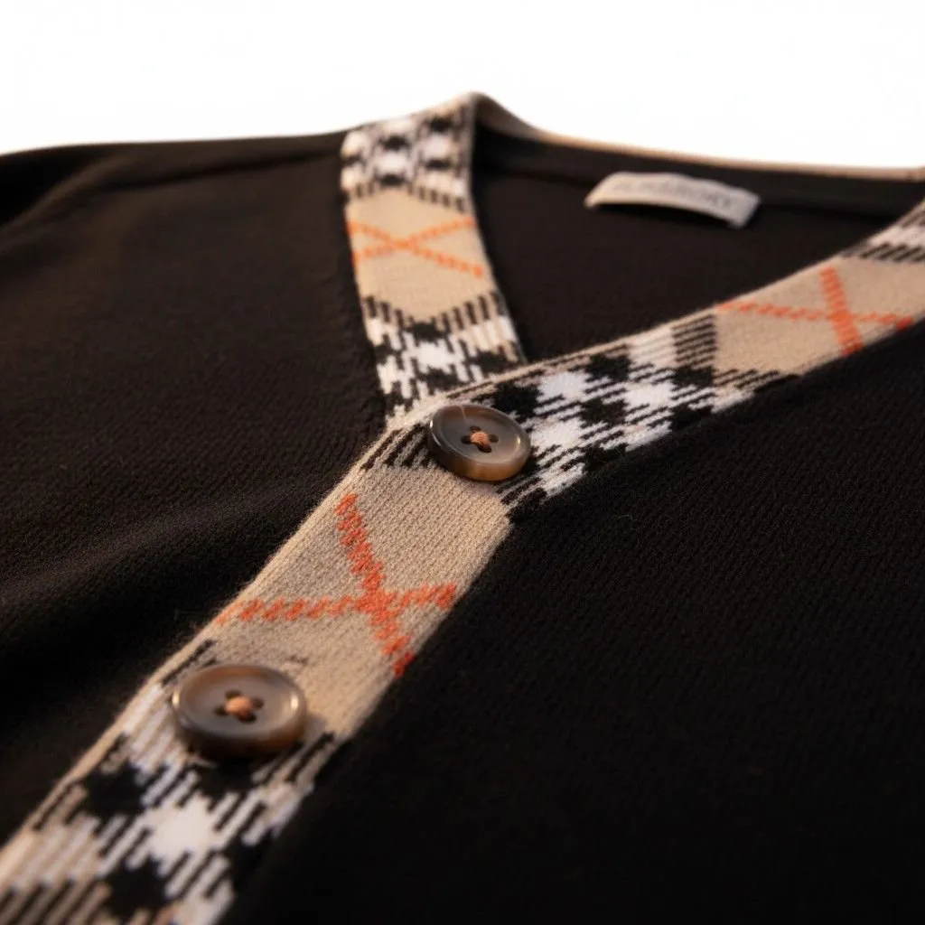 Burberry Kids Check Trim Cardigan