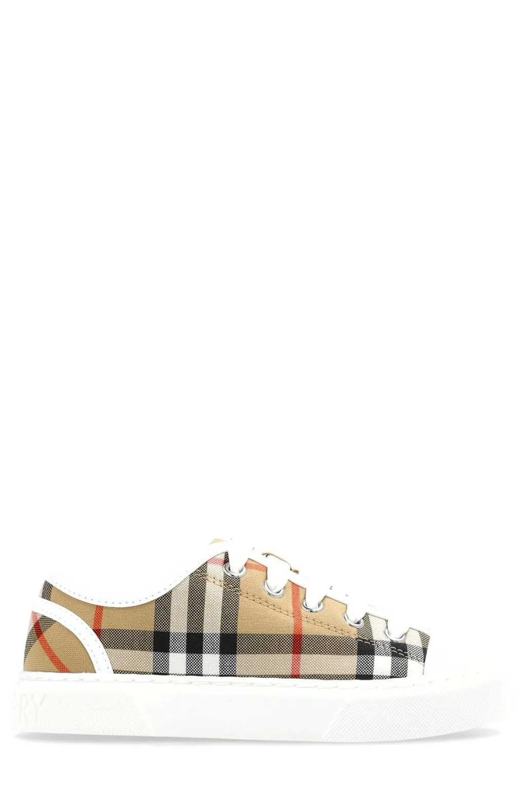 Burberry Kids Checked Lace-Up Sneakers