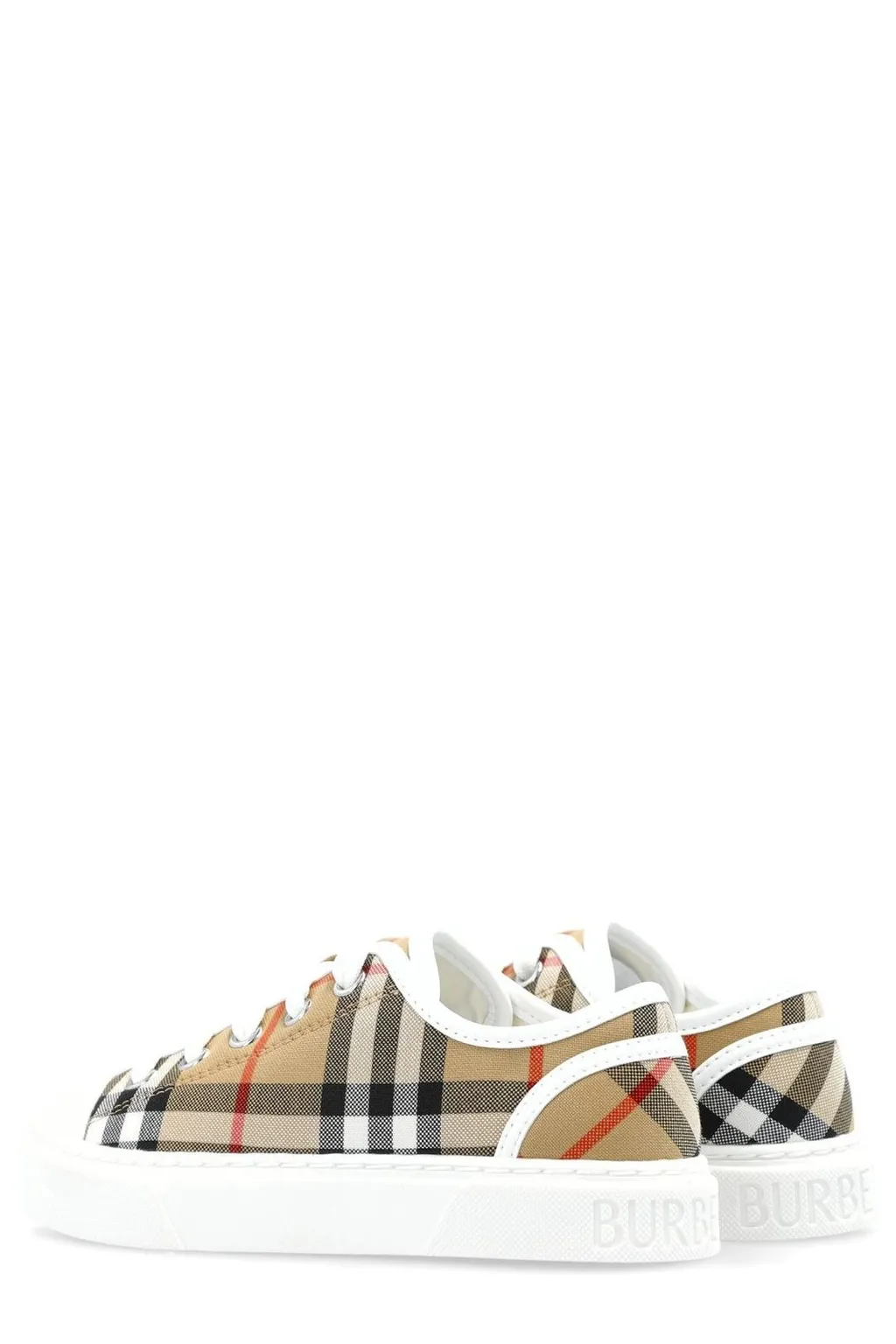 Burberry Kids Checked Lace-Up Sneakers
