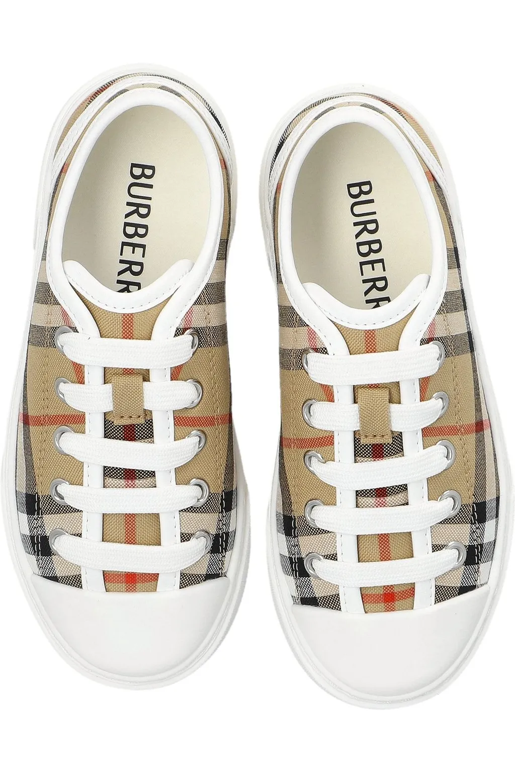 Burberry Kids Checked Lace-Up Sneakers