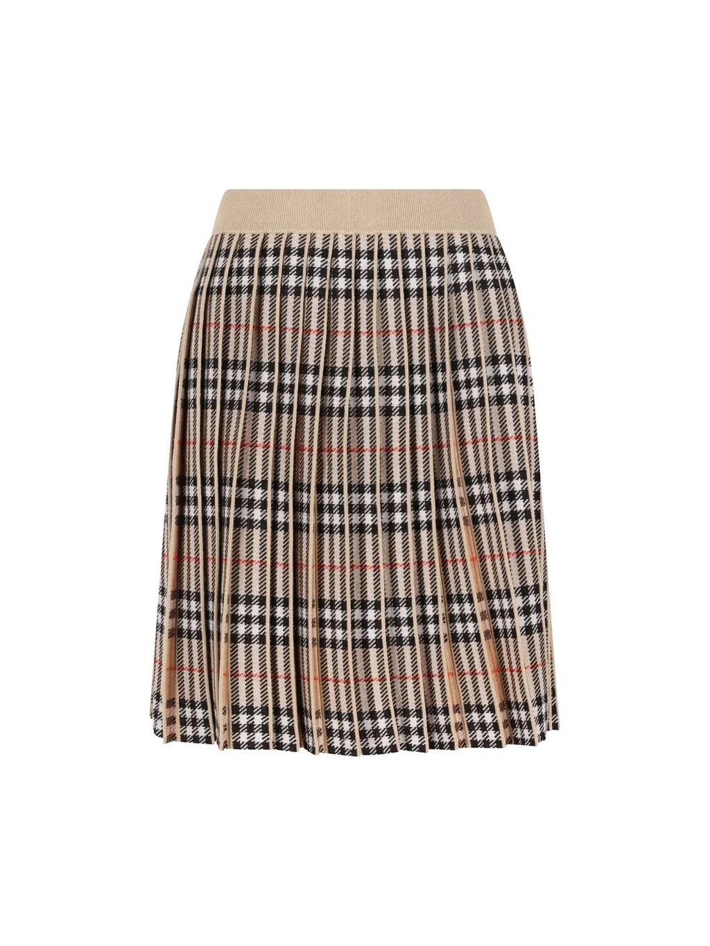 Burberry Kids Pleated Checked Blend Skirt