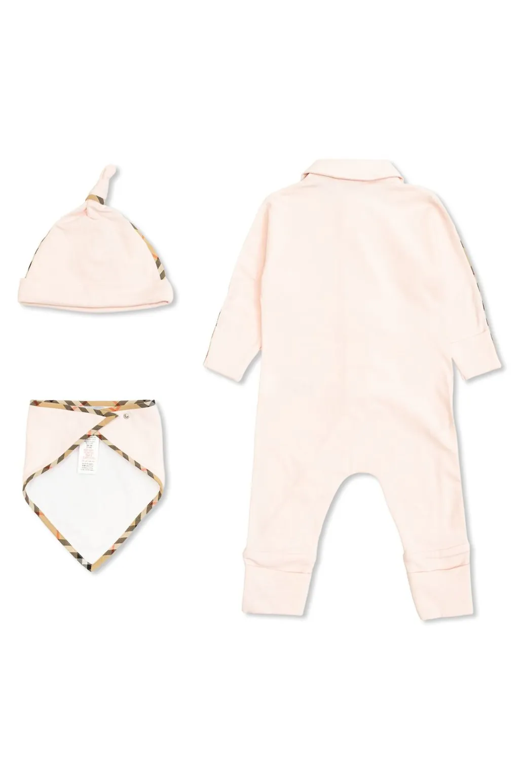 Burberry Kids Sleepsuit Bib And Hat Baby Set