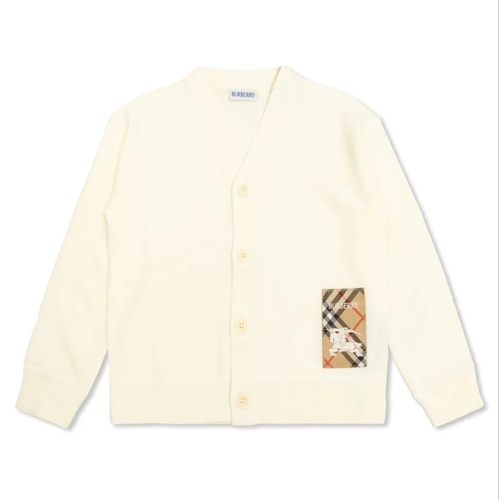 Burberry Kids Logo Patch V-Neck Cardigan