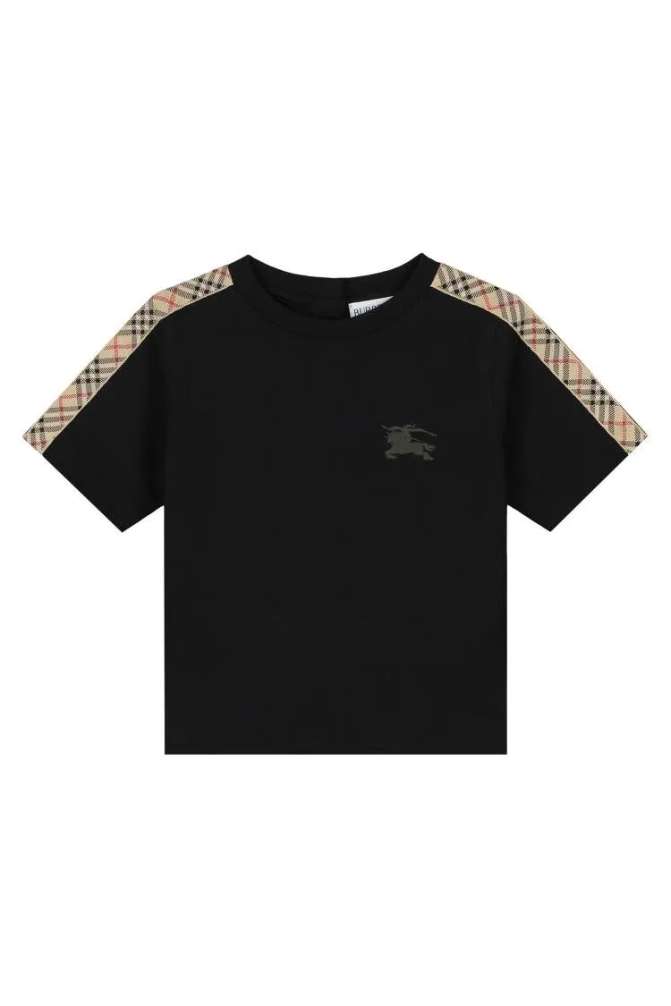 Burberry Kids Logo Printed Checked T-Shirt